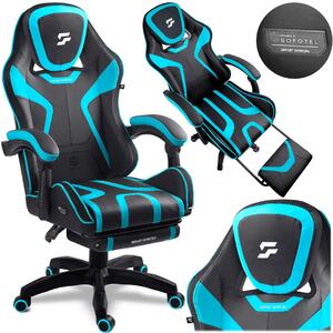 Gaming stolica Sofotel Specter, okretna, s osloncem za noge, plava