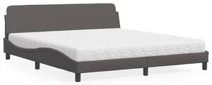 Krevet s madracem Dover sivi 180 x 200 cm od umjetne kože - Siva / 180 x 200 cm