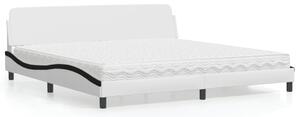 Krevet s madracem Dover bijeli-crni 200 x 200 cm od umjetne kože - Bijela / 200 x 200 cm