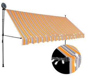 Tenda na ručno uvlačenje s LED svjetlima 350 cm žuto-plava - Šarena / N/A