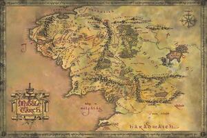 Poster The Lord of the Rings - Map of the Middle Earth, (91.5 x 61 cm)