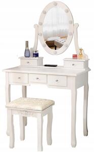 Luksuzni bijeli toaletni stolić s rasvjetom i stolčićem