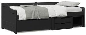Dnevni krevet s 3 ladice bez madraca "IRUN" crni 90x200 cm - Crna / N/A