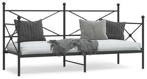 Dnevni krevet bez madraca crni 90x200 cm čelik - Crna / 90 x 200 cm