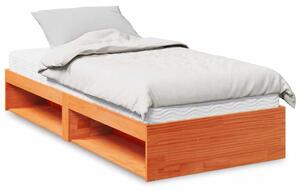 Dnevni krevet s madracem od voska smeđi 100x200cm puno drvo bor - Smeđa / 100 x 200 cm