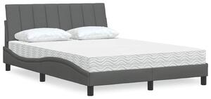 Krevet s madracem Hanko tamnosivi 120 x 200 cm od tkanine - Siva / 120 x 200 cm