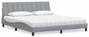 Krevet s madracem Hanko svjetlosivi 180x200 cm od tkanine - Siva / 180 x 200 cm