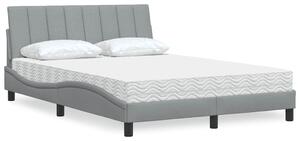 Krevet s madracem Hanko svjetlosivi 140x190 cm od tkanine - Siva / 140 x 190 cm