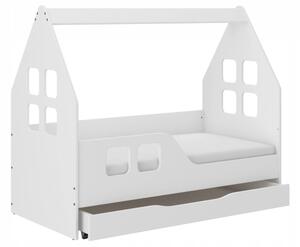 Dječji krevet kućica s ladicom 140 x 70 cm bijela lijeva