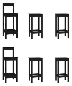 VidaXL 6-dijelni set barskih stolica Crna od masivne borovine