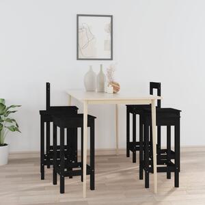 VidaXL 6-dijelni set barskih stolica Crna od masivne borovine