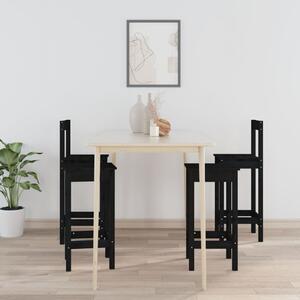 VidaXL 4-dijelni set barskih stolica Crna od masivne borovine