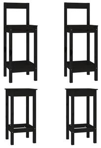 VidaXL 4-dijelni set barskih stolica Crna od masivne borovine