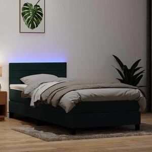 Box Spring krevet s madracem i LED tamnozeleni 80x220 cm baršun - Zelena / 80 x 220 cm