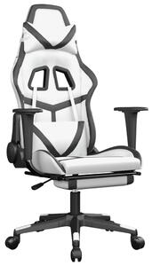 VidaXL Masažna igraća stolica s osloncem bijelo-crna od umjetne kože