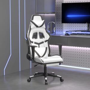 VidaXL Masažna igraća stolica s osloncem bijelo-crna od umjetne kože