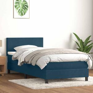 Box Spring krevet s madracem i LED tamnoplavi 80x210 cm baršun - Plava / 80 x 210 cm