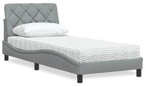 Krevet s madracem svjetlosivi 90x190 cm od tkanine - Siva / 90 x 190 cm