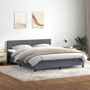 Krevet s oprugama i madracem LED tamnosivi 180x210 cm baršunasti - Siva / 180 x 210 cm