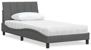 Krevet s madracem Hanko tamnosivi 100 x 200 cm od tkanine - Siva / 100 x 200 cm