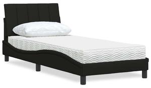 Krevet s madracem Hanko crni 90x200 cm od tkanine - Crna / 90 x 200 cm