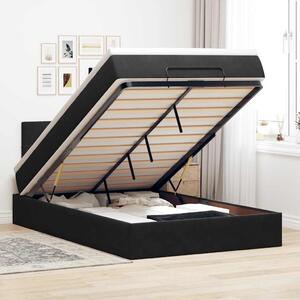 Otomanski krevet madracem i LED crna 120x190 cm baršun - Crna / 120 x 190 cm