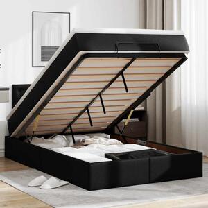 Otomanski krevet s madracima i LED crni 120x190cm umjetna koža - Crna / 120 x 190 cm