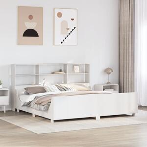 Krevet s regalom za knjige bez madraca bijeli 180x200cm od drva - Smeđa / 180 x 200 cm