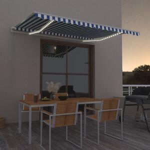 Tenda na ručno uvlačenje LED 400 x 300 cm plavo-bijela - Plava / 400 x 300 cm