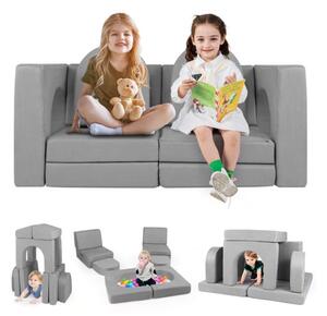Dječji sjedeći set 8-dijelni, igraća sofa od pjenastih kocki, siva