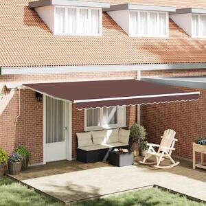 Tenda na ručno uvlačenje s LED smeđa 450 x 300 cm - Smeđa / 450 x 300 cm