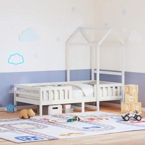 Okvir kreveta s krovom bijeli 80 x 200 cm od masivne borovine - Bijela / 80 x 200 cm