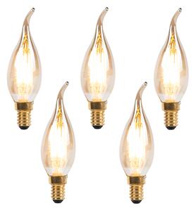 Set od 5 E14 prigušivih LED žarulja s filamentom u obliku svijeće 240V 3W 250lm