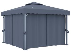 Sjenica sa zastorom 3 x 3 m antracit aluminijska - Antracitno siva / 3 x 3 m
