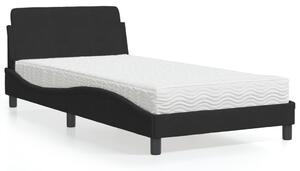 Krevet s madracem Dover crni 100x200 cm baršunasti - Crna / 100 x 200 cm
