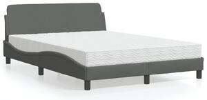 Krevet s madracem Dover tamnosivi 140x190 cm od tkanine - Siva / 140 x 190 cm