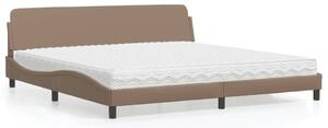 Krevet s madracem Dover cappuccino 200x200cm umjetna koža - Smeđa / 200 x 200 cm