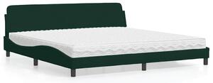 Krevet s madracem Dover tamnozeleni 200x200 cm baršunasti - Zelena / 200 x 200 cm