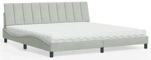 Krevet s madracem Hanko svjetlosivi 200x200 cm baršunasti - Siva / 200 x 200 cm