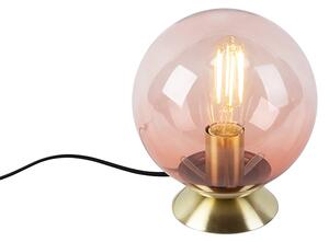 Art deco stolna svjetiljka mesing s ružičastim staklom - Pallon