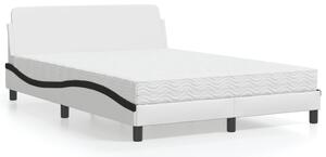 Krevet s madracem Dover bijeli i crni 140 x 190 cm od umjetne kože - Bijela / 140 x 190 cm