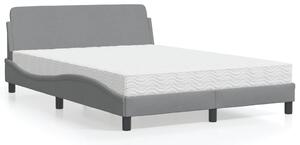 Krevet s madracem Dover svjetlosivi 120 x 200 cm od tkanine - Siva / 120 x 200 cm