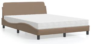 Krevet s madrac Dover cappuccino 140x190 cm od umjetne kože - Smeđa / 140 x 190 cm