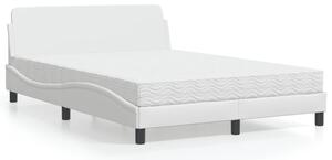 Krevet s madracem Dover bijeli 140x190 cm od umjetne kože - Bijela / 140 x 190 cm