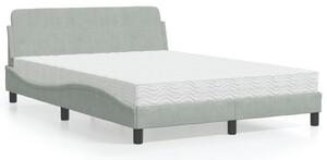 Krevet s madracem Dover svjetlosivi 140x190 cm baršunasti - Siva / 140 x 190 cm