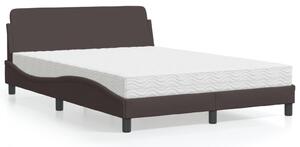 Krevet s madracem Dover tamnosmeđi 140 x 190 cm od tkanine - Smeđa / 140 x 190 cm