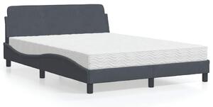 Krevet s madracem Dover tamnosivi 120 x 200 cm baršunasti - Siva / 120 x 200 cm