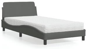 Krevet s madracem Dover tamnosivi 100 x 200 cm od tkanine - Siva / 100 x 200 cm