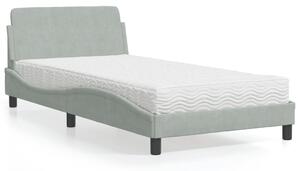 Krevet s madracem Dover svjetlosivi 100x200 cm baršunasti - Siva / 100 x 200 cm