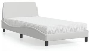 Krevet s madracem Dover bijeli 100 x 200 cm od umjetne kože - Bijela / 100 x 200 cm